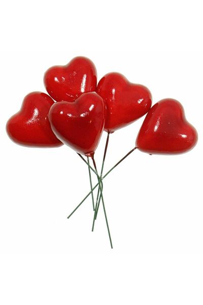 Micostore Polystyrene Heart, With Rod, Red, 10.5 Cm, ​​5 Pcs/set, Art & Craft Accessories For Children