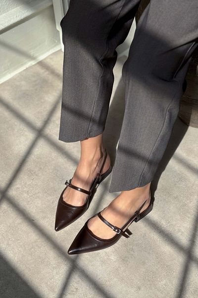 NİŞANTAŞI SHOES X-Harmony Braun gemusterte Damen-Ballerinas mit spitzem Zehenbereich und kurzem Absatz