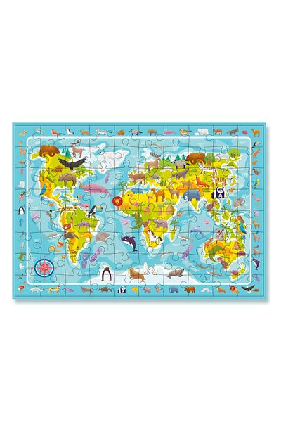 Dodo Puzzle - Harta animalelor lumii (80 piese)