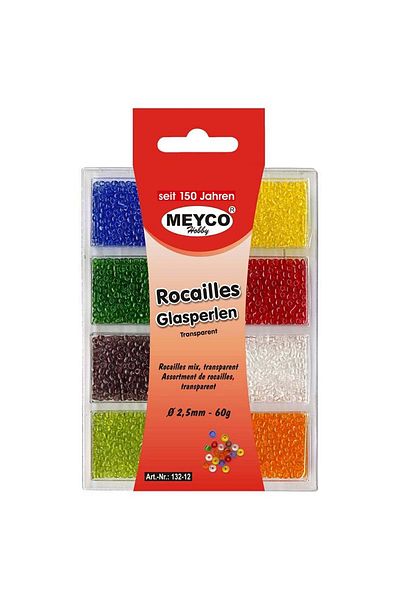 Meyco Glass Bead Set, Semi-transparent, Creative Accessories For Craft And Decoration, 2.5mm, 60 gr