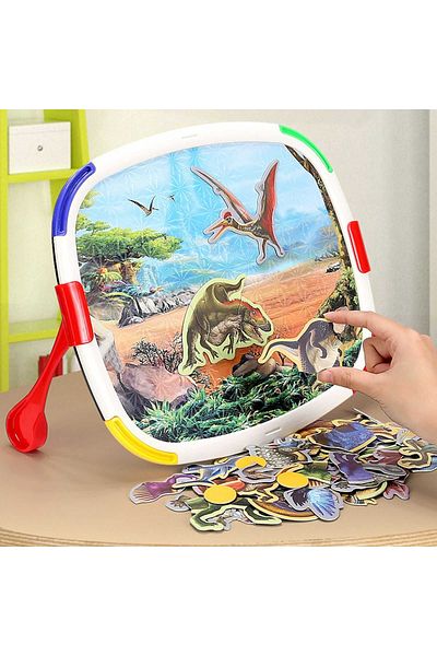 Micostore Double-Sided Magnetic Board for Drawing and Puzzle Dinosaurs