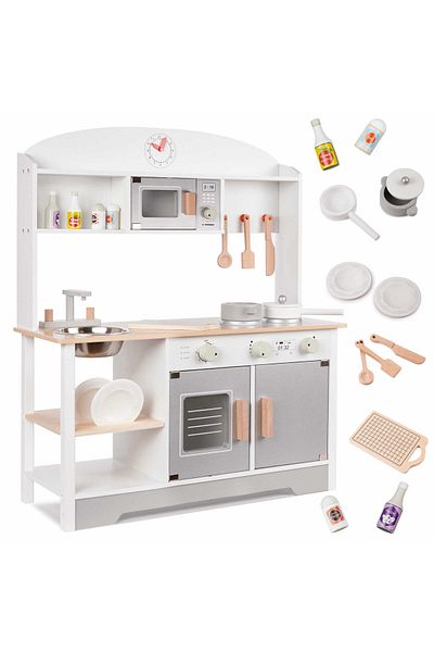 Micostore Children's Kitchen, Wooden, 68 X 25.5 X 82 Cm, Superior Quality, Includes Two-burner Hob