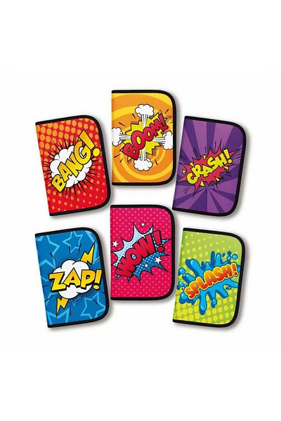 CARIOCA Fitted Pencil Case, 1 Zipper, Comics, Splash Pattern