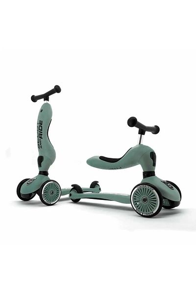 SCOOT AND RIDE Children's scooter with seat, convertible 2in1, HighwayKick 1 Forest, 1-5 years, up to 50 kg