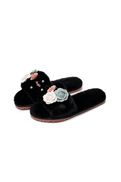 Kosmos Kids Papuci De Casa Negri Cu Bijuterii