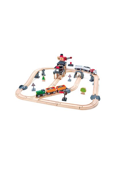Hape Wooden Toy - Train And Mining Loader (64 PIECES)
