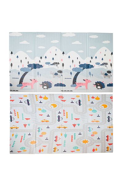 Micostore Covor Copii Spuma Pliabil,180 X 200 Cm,gros,2 Fete,moale,antiderapant,imprimeu Padure Si Sosele