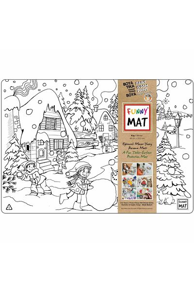 Funny Mat Fișă de colorat, model cu activități de iarnă, reutilizabilă, 48 x 33,5 cm