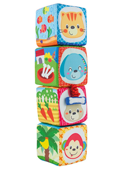 WINFUN Sada 4 stohovatelných látkových kostek pro miminka,