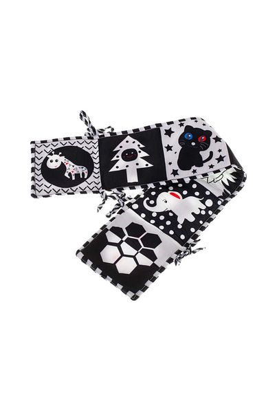 Micostore Carte Senzoriala Bebelusi, Imagini Alb - Negru Si Contrast, 15.5 X 15 X 3 Cm Si Protectie De Patut