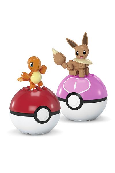 mattel Pokemon Mega Set Two Balls Charmander And Eevee 40 Pieces