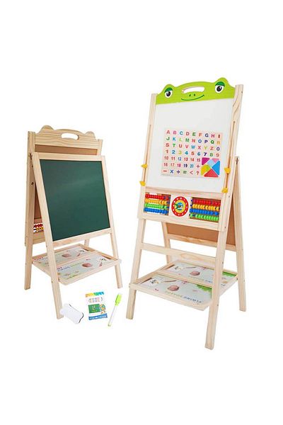 Micostore Wooden Writing Board, Magnetic, Adjustable, 2-Sided, Frog Pattern