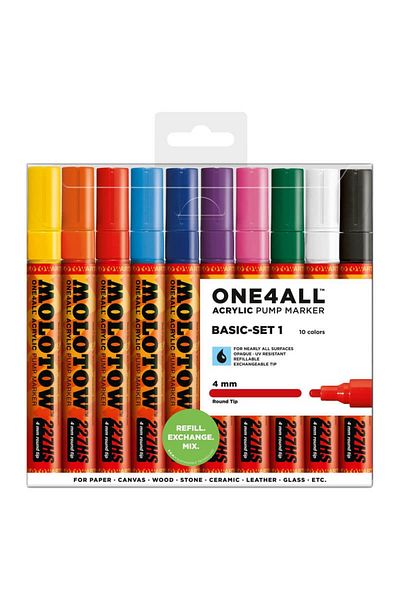 Molotow Acrylic Marker One4all 227hs Wallet Basic-set 1, 10 pcs.