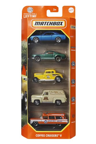 mattel Matchbox Set of 5 Diecast Cars Coffee Cruisers V 1:64 Scale