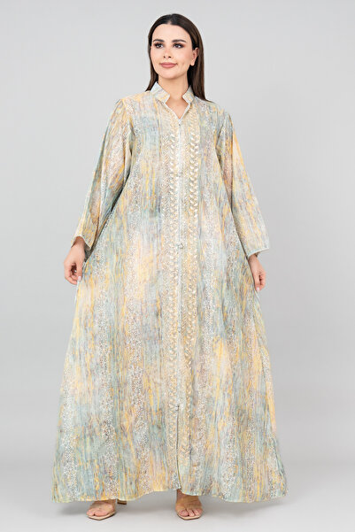 IKKXA جلابية مطرزة بـ Petal Grace