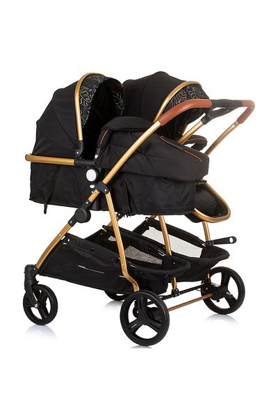 Chipolino Twin Stroller Duo Smart 2 In 1 Obsidian Leaves