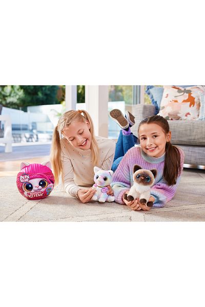 Pets Alive - Jucărie interactivă de pluș pentru pisici cu accesorii surpriză, Pisicuțe îndrăgostite