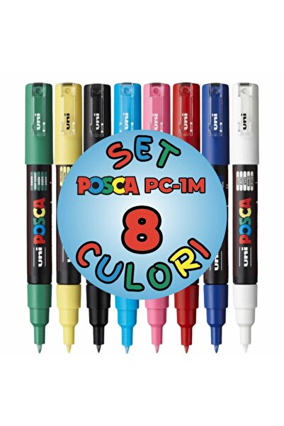 POSCA Set 8 Carioci , Varf 0.7-1 Mm, Marker Pc-1m, Uni