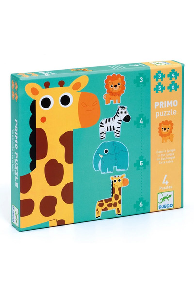 djeco Puzzle progresiv - În junglă - 3, 4, 6, 9 piese