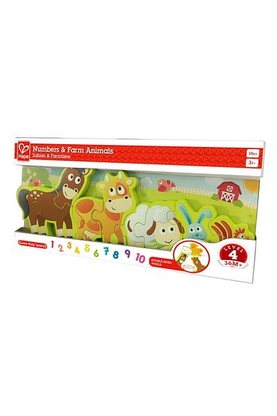 Hape Wooden Puzzle For Children With Numbers And Farm Animals