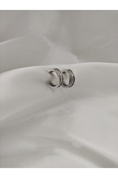 Pera VİP GÖMME TAŞLI YARIM HALKA SILVER KÜPE