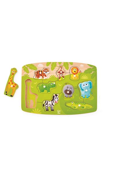 Hape Wooden Puzzle With Buttons - Jungle Animals