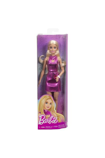 mattel Barbie Fashionistas Blonde Barbie Doll With Metallic Pink Dress