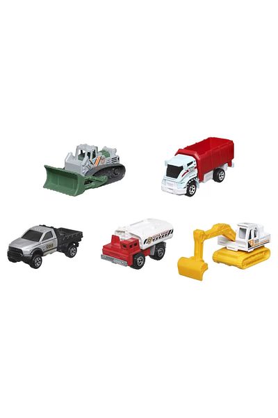 mattel Matchbox Set of 5 Metal Cars Mbx Construction Iii 1:64 Scale