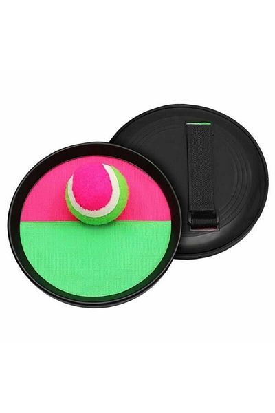 Micostore Set 2 Palete Cu Minge Si Arici, Model Arunca Si Prinde, Prindere Velcro, Roz/verde, 18 Cm Diametru
