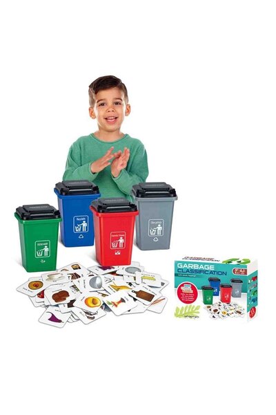 Micostore Sortarea Deseurilor, Joc Educativ Cu 4 Recipiente, Clasificare Gunoi