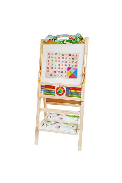 Micostore Tabla De Scris Din Lemn, Magnetica, Reglabila Cu 2 Fete, Model Peisaj
