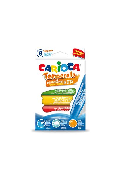 CARIOCA Washable Tempera Pencils, 6 Colors/box, Temperello