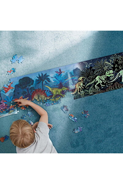 Hape Puzzle fluorescent pentru copii cu dinozauri (200 piese, 1,5 m)