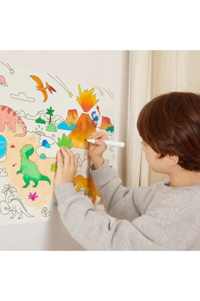 Mideer Coloring Paper Roll - Dinosaur Theme - 4 M Length, With Adhesive
