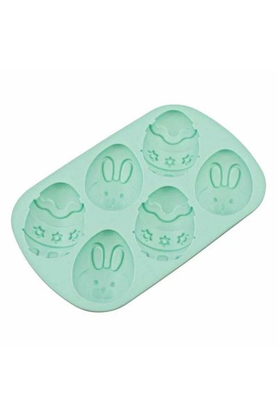 Micostore Silicone Baking Mold, Easter Eggs, Green, 6 Compartments, 27 X 17 X 3 Cm