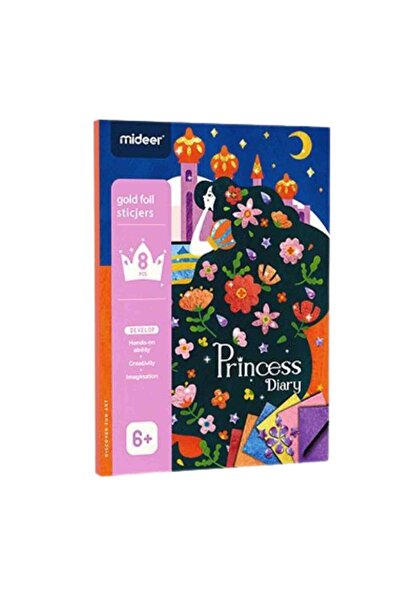 Mideer Set Stickere Cu Foita De Aur, Autocolant, Printesa Diary, 8 Buc/set