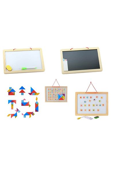 Micostore Magnetic Board for Children, 2 Sided and Wooden Frame, 44 X 33 Cm