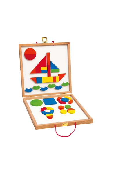 Woody Jucărie din lemn - Tablă magnetică cu forme geometrice