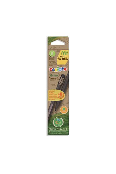 CARIOCA Set Of 6 Eco Black Hb Graphite Pencils Eraser