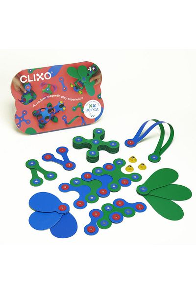 Clixo Magnetic Building Game - Crew Blue & Green (30 PIECES)
