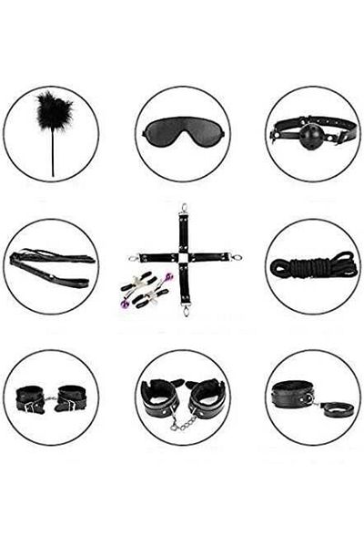 Micostore Set de 10 piese de lenjerie intimă pentru femei, din piele ecologică, reglabile