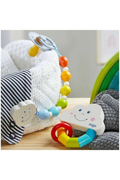 Haba Wooden Toy Set And Pacifier Chain, Clouds