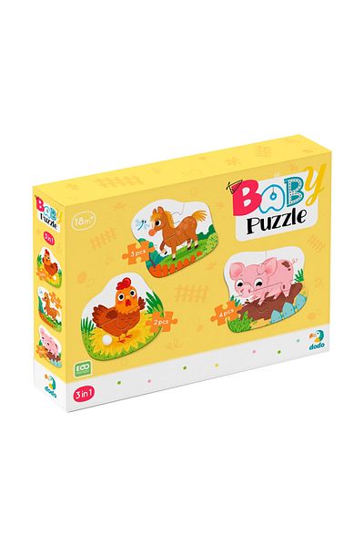 Dodo Puzzle 3 in 1 - O zi la ferma (2,3,4 piese)