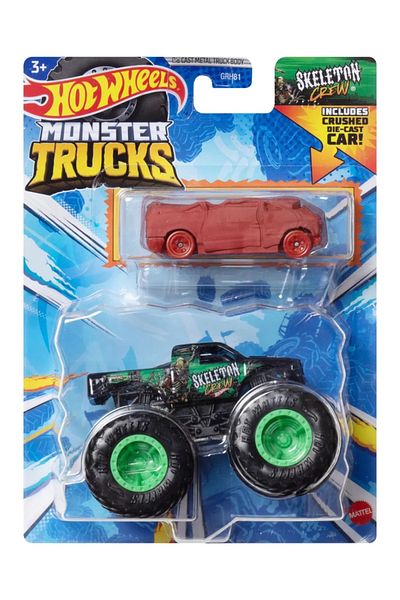 mattel Hot Wheels Monster Truck Si Masinuta Metalica Skeleton Crew