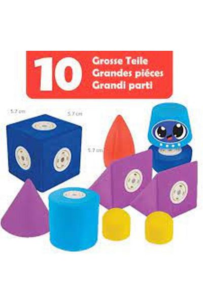 Clicstoys Set Of Foam Cubes With Magnet, 10 Pieces, Airplane, Blockaroo