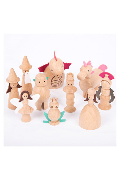 TickiT Lumea Basmelor, Set 10 Figurine Din Lemn,