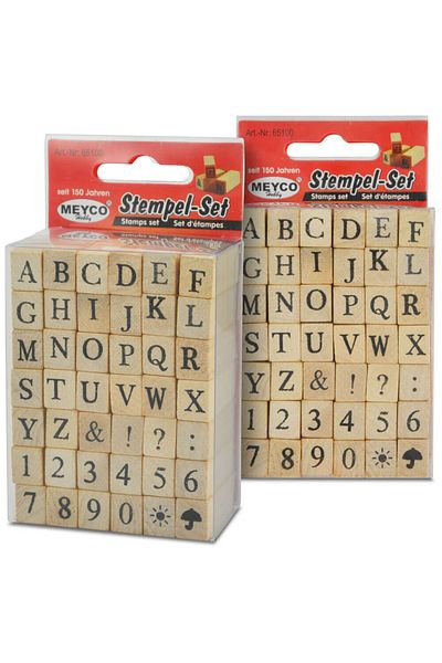 Meyco Wooden Stamps, Alphabet, Numbers And Signs, 42 Pieces, Art & Craft Accessories For Children