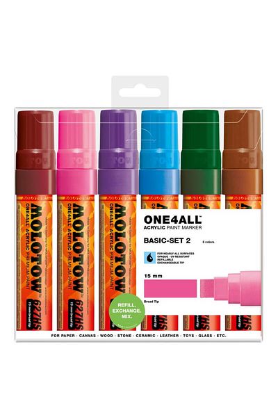 Molotow Marker Acrilic One4all 627hs 15mm Portofel Basic-set 2 6 Buc