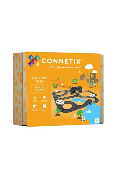 Connetix tiles - Drumuri, Rampe ?Öi Intersec?¢ii, 48 Piese Magnetice pentru Construc?¢ii Creative