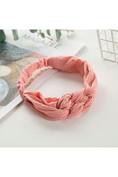So Much Accesories So-much Kadın Yeni Tasarım Örgü Kumaş Saç Bandı Pembe (ARKASI LASTİK)-7